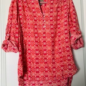 Como Vintage Red and White Patterned Blouse